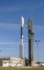 The Boeing Delta II launch vehicle for NASA's Swift spacecraft is poised for launch at the scheduled liftoff time of 12:16:00.611 p.m. EST from Launch Pad 17-A on Cape Canaveral Air Force Station, Fla.