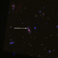The Swift Ultraviolet/Optical Telescope (UVOT) took this image of the new supernova 2005am on March 3, 2005.