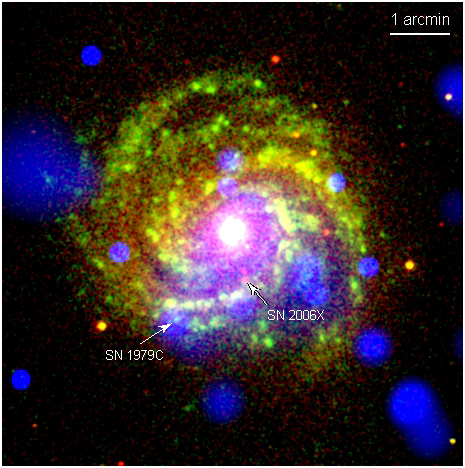 UVOT and XRT images of supernova 2006X (SN2006X) in M100.